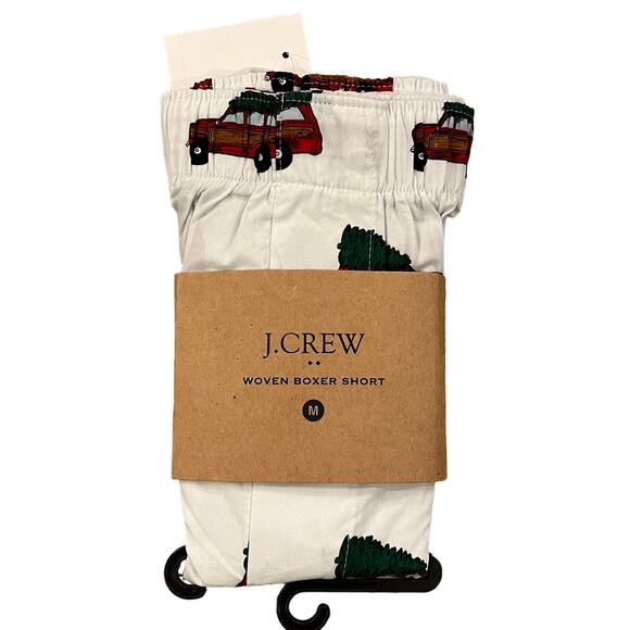 NWT J. Crew Men's White W/Christmas Tree Print Woven Boxers - SIZE XL - Picture 2 of 7